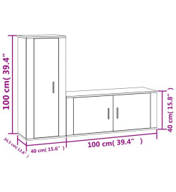 Ensemble de meubles TV 2 pcs blanc brillant bois d'ingénierie