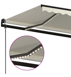 Auvent automatique avec capteur de vent et LED 500x300 cm Crème