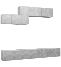 Ensemble de meuble TV 6 pcs Gris béton Aggloméré