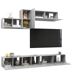 Ensemble de meuble TV 6 pcs Gris béton Aggloméré