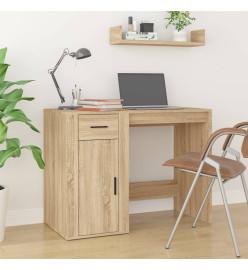 Bureau avec armoire chêne sonoma bois d'ingénierie