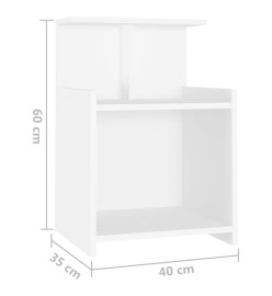 Table de chevet Blanc 40x35x60 cm Aggloméré