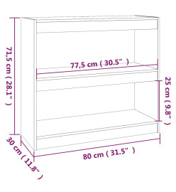 Bibliothèque/Séparateur de pièce Noir 80x30x71,5 cm Pin solide