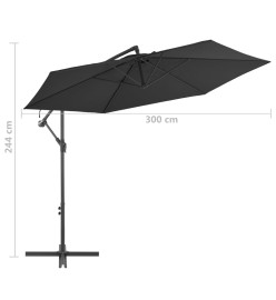 Parasol déporté avec mât en aluminium 300 cm Noir