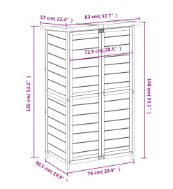 Abri à outils de jardin gris 83x57x140 cm bois massif pin