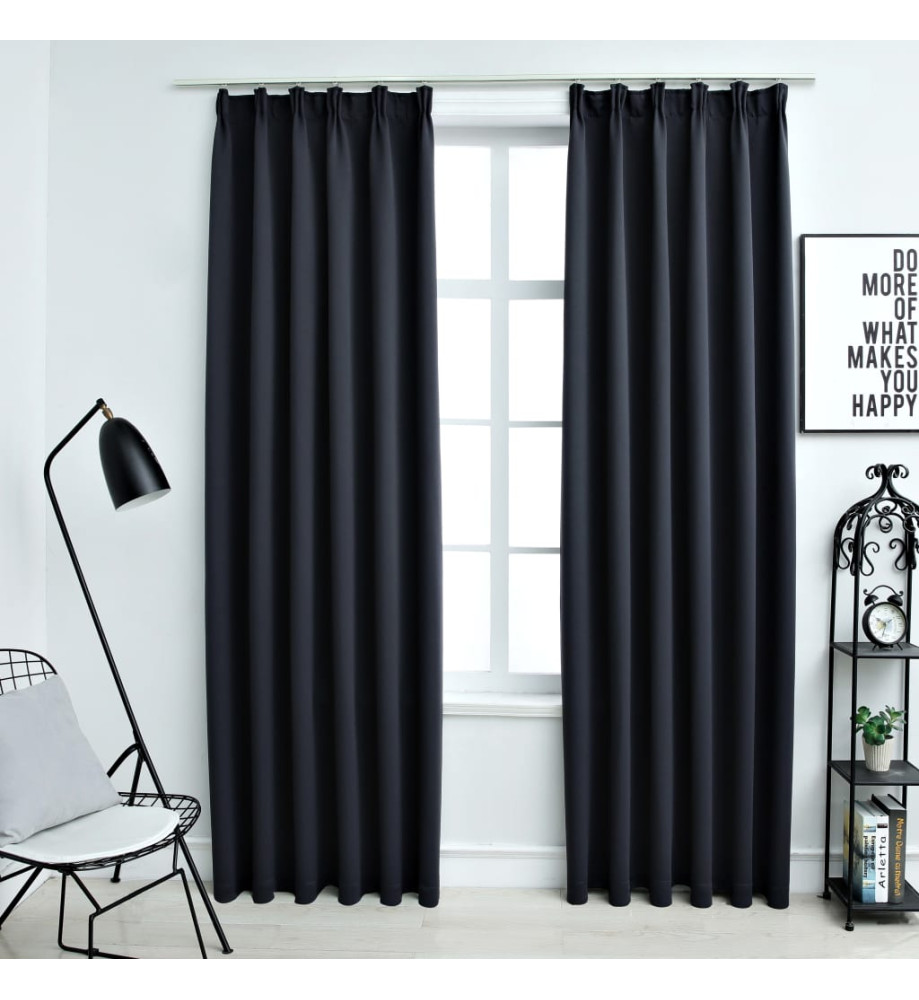 Rideaux occultants avec crochets 2 pcs Anthracite 140x225 cm Rideaux occultants avec crochets 2 pcs Anthracite 140x225 cm