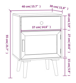 Table de chevet blanc 40x30x55 cm bois d’ingénierie