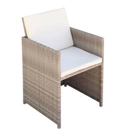 Salon de jardin encastrable avec coussins 11 pcs Rotin Beige