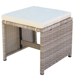 Salon de jardin encastrable avec coussins 11 pcs Rotin Beige