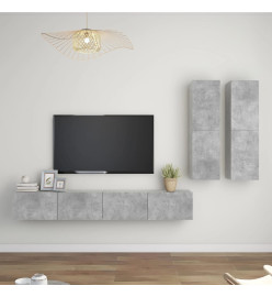 Ensemble de meubles TV 4 pcs Gris béton Bois d'ingénierie