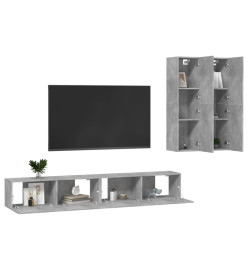 Ensemble de meubles TV 4 pcs Gris béton Bois d'ingénierie