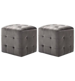 2 pcs Poufs Gris 30 x 30 x 30 cm Tissu velours