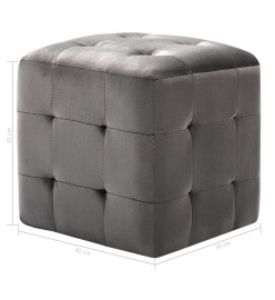 2 pcs Poufs Gris 30 x 30 x 30 cm Tissu velours