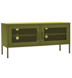 Meuble TV Vert olive 105x35x50 cm Acier