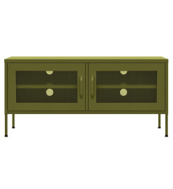 Meuble TV Vert olive 105x35x50 cm Acier