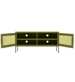 Meuble TV Vert olive 105x35x50 cm Acier