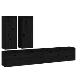 Meubles TV 4 pcs Noir Bois massif de pin