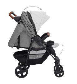 Poussette pour bébé 3-en-1 Gris clair Acier