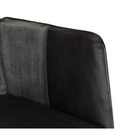 Chaise à bascule Noir Cuir véritable et toile