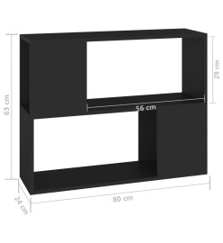 Meuble TV Noir 80x24x63 cm Aggloméré