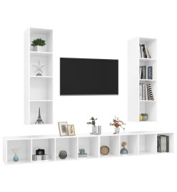 Meubles TV muraux 4 pcs Blanc brillant Aggloméré