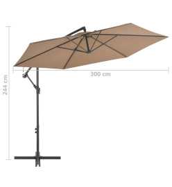 Parasol en porte-à-feux avec poteau en aluminium 300 cm Taupe