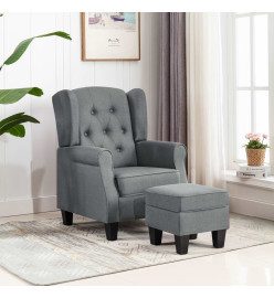 Fauteuil avec repose-pied Gris clair Tissu