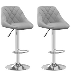 Tabourets de bar lot de 2 gris clair velours