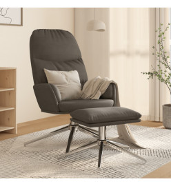 Chaise de relaxation avec tabouret Gris foncé Similicuir daim