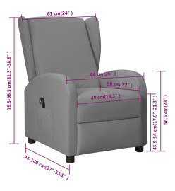 Fauteuil inclinable électrique à oreilles Gris Similicuir