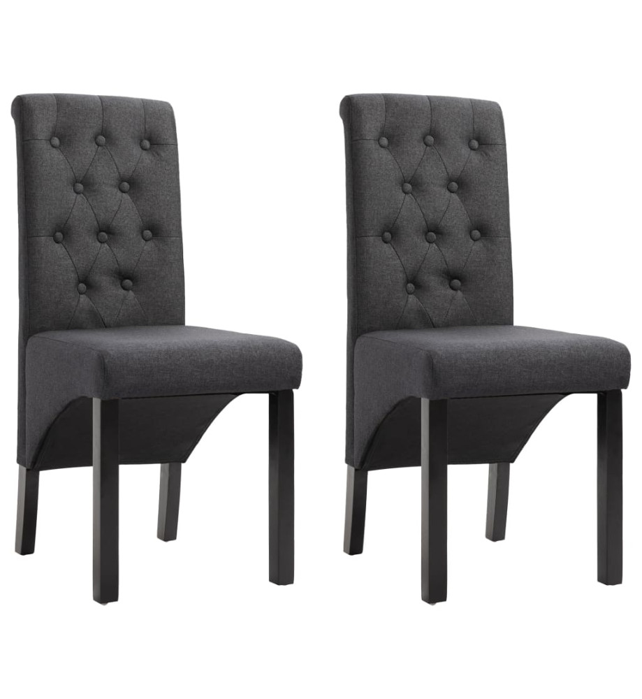 Chaises à manger lot de 2 gris foncé tissu