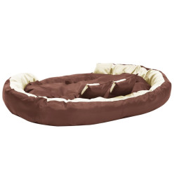 Coussin réversible lavable de chien Marron/crème 150x120x25 cm