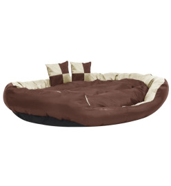 Coussin réversible lavable de chien Marron/crème 150x120x25 cm