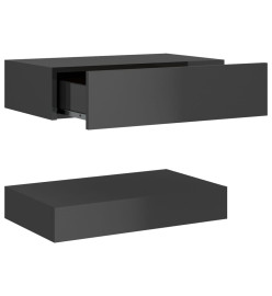 Tables de chevet 2 pcs Gris brillant 60x35 cm Aggloméré