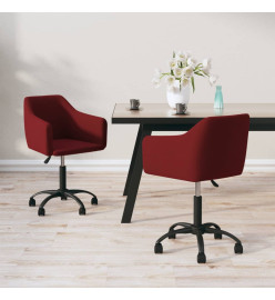 Chaises pivotantes salle à manger 2 pcs Rouge bordeaux Velours