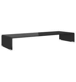 Meuble TV/ Support pour moniteur 90 x 30 x 13 cm Verre Noir