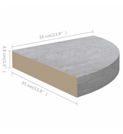 Étagères d'angle murales 2 pcs Gris béton 35x35x3,8 cm MDF