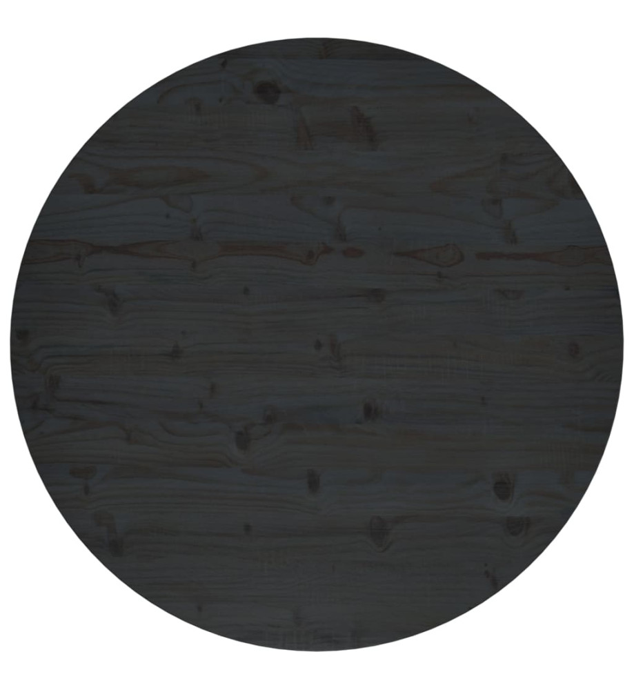 Dessus de table Noir Ø90x2,5 cm Bois de pin massif