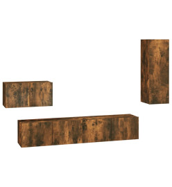 Ensemble de meubles TV 4 pcs Chêne fumé Bois d'ingénierie