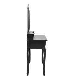 Ensemble de coiffeuse et tabouret Noir 100x40x146 cm Paulownia