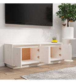 Meuble TV Blanc 110x34x40 cm Bois de pin massif