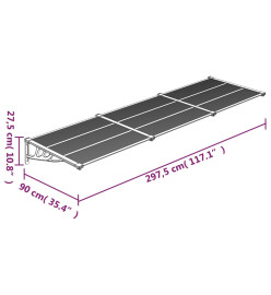 Auvent de porte Noir et transparent 297,5x90 cm Polycarbonate