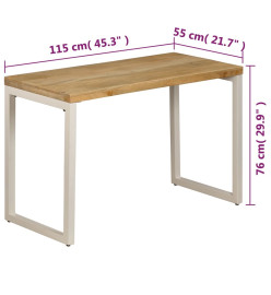 Table de salle à manger 115x55x76 cm Bois de manguier et acier