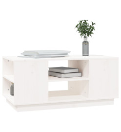 Table basse Blanc 90x49x40,5 cm Bois massif de pin