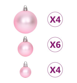 Ensemble de boules de Noël 108 pcs Blanc et rose