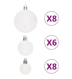 Ensemble de boules de Noël 108 pcs Blanc et rose