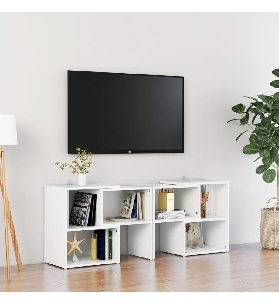 Meuble TV Blanc 104x30x52 cm Aggloméré