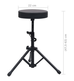 Tabouret à tambour réglable Noir Rond