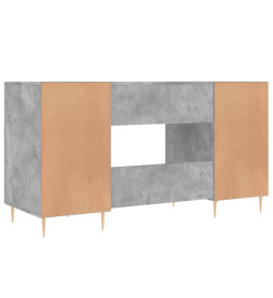 Bureau gris béton 140x50x75 cm bois d'ingénierie