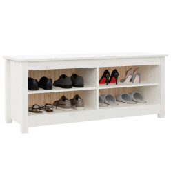 Banc à chaussures Blanc 110x38x45,5 cm Bois de pin massif